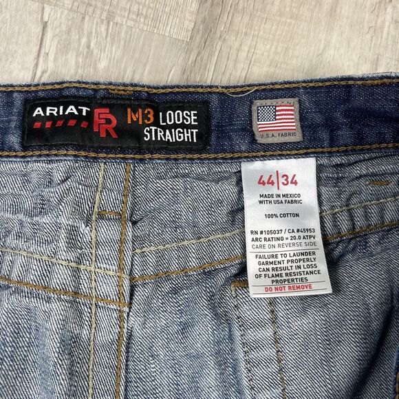 Ariat FR Jeans Mens 44X34 Blue M3 Loose Straight Denim Work Pants CAT 2 X - Picture 8 of 13
